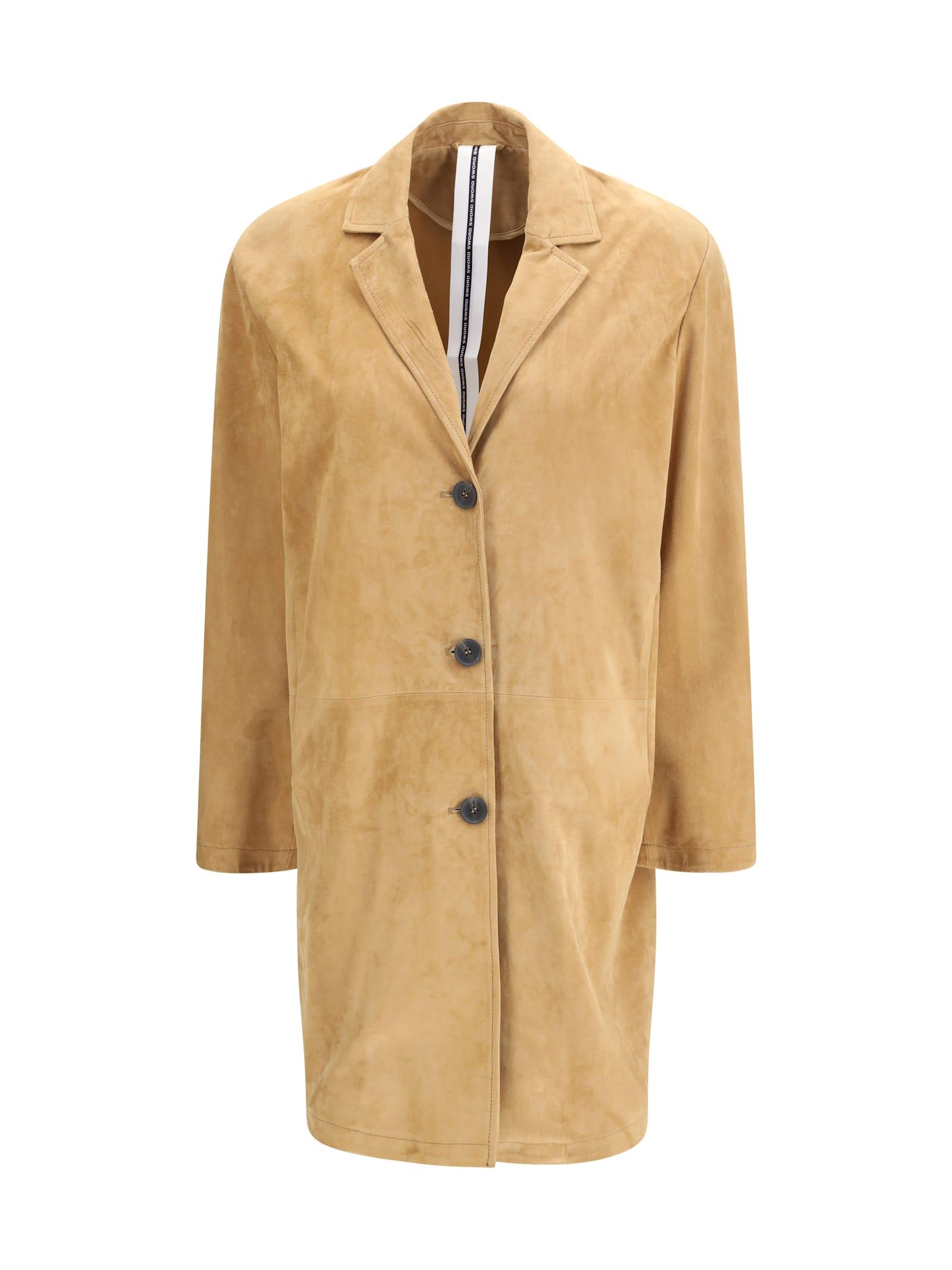 s. w.o. r.d 6.6.44 long goat suede leather coat