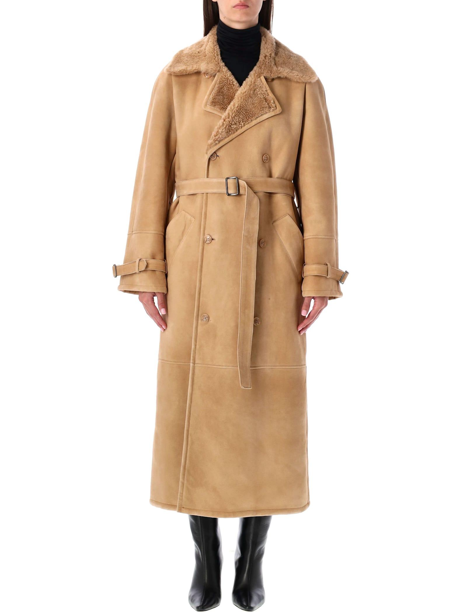 s. w.o. r.d 6.6.44 s. w.o. r.d. 6.644 long shearling coat beige