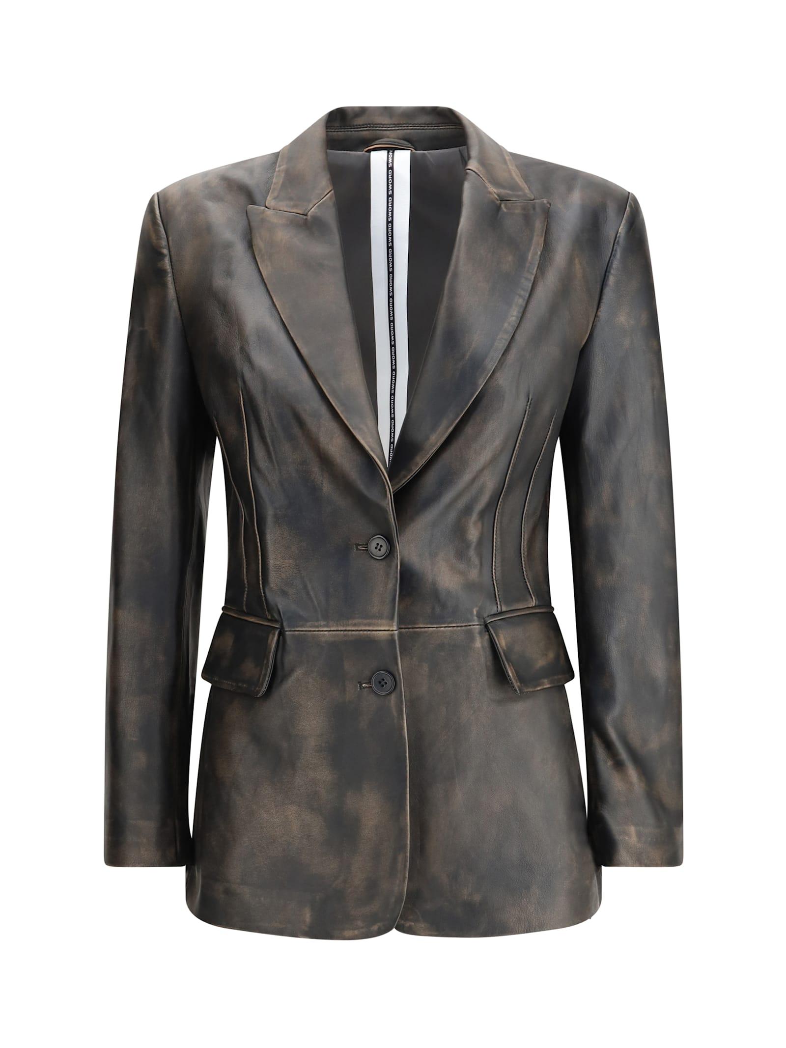 s. w.o. r.d 6.6.44 single-breasted leather blazer