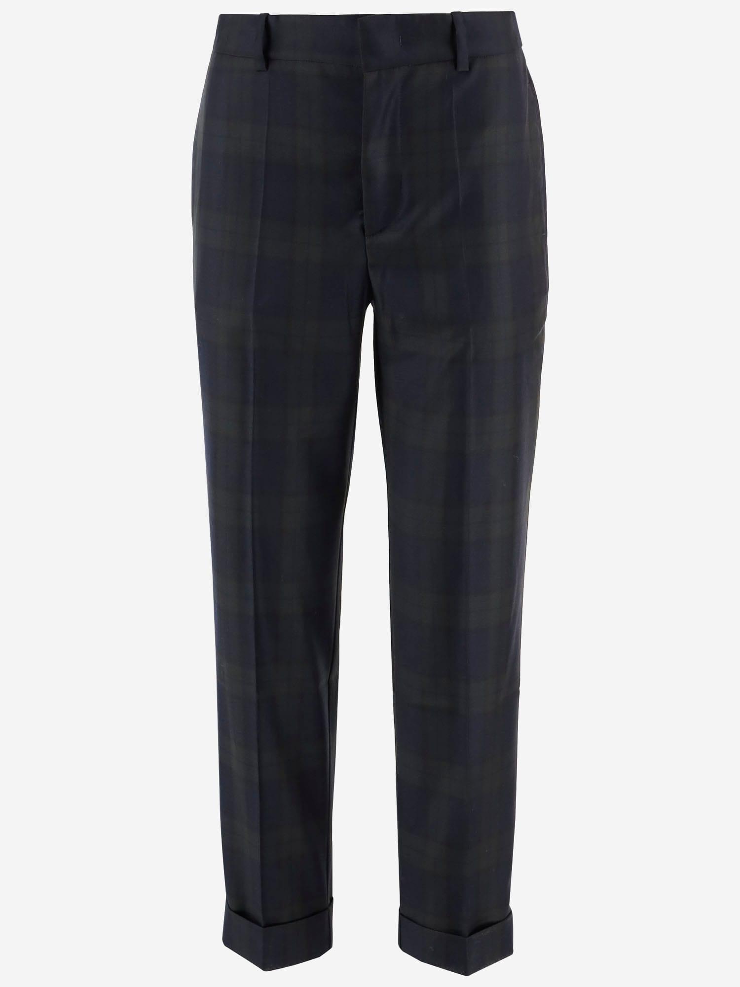 sa su phi angela tartan wool pants with turn-ups