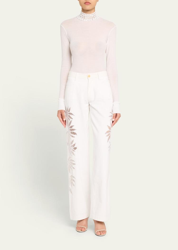 saada crochet mock-neck top