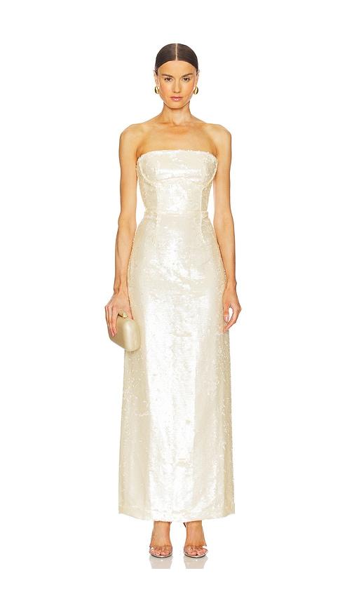 sabina musayev solance dress in ivory.