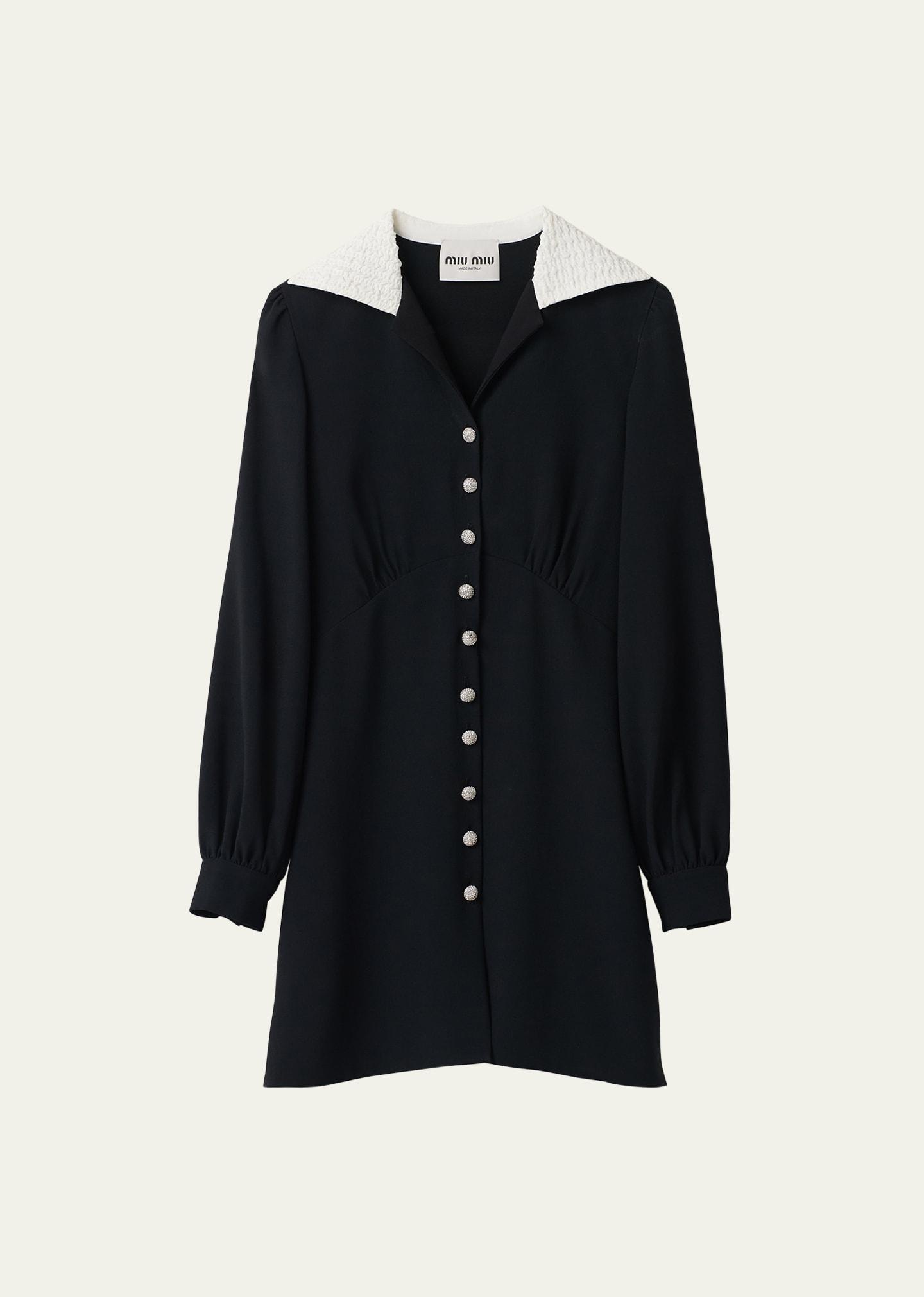 sable embossed collar flared mini dress