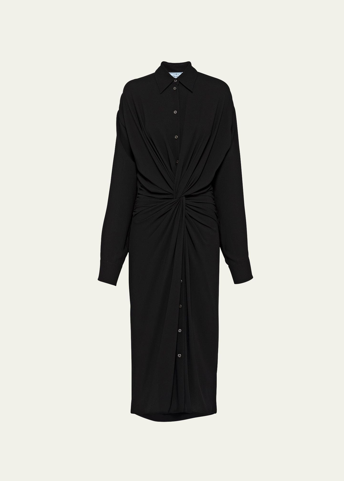 sable twisted-front midi dress