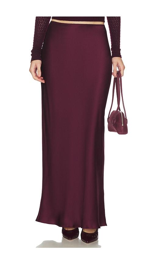 sablyn grace bias cut maxi pull on skirt in burgundy.