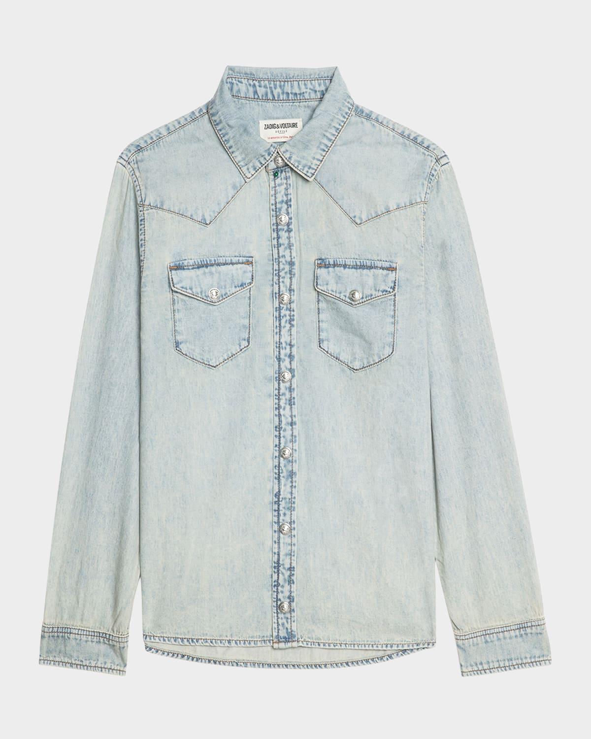 saby studded denim shirt