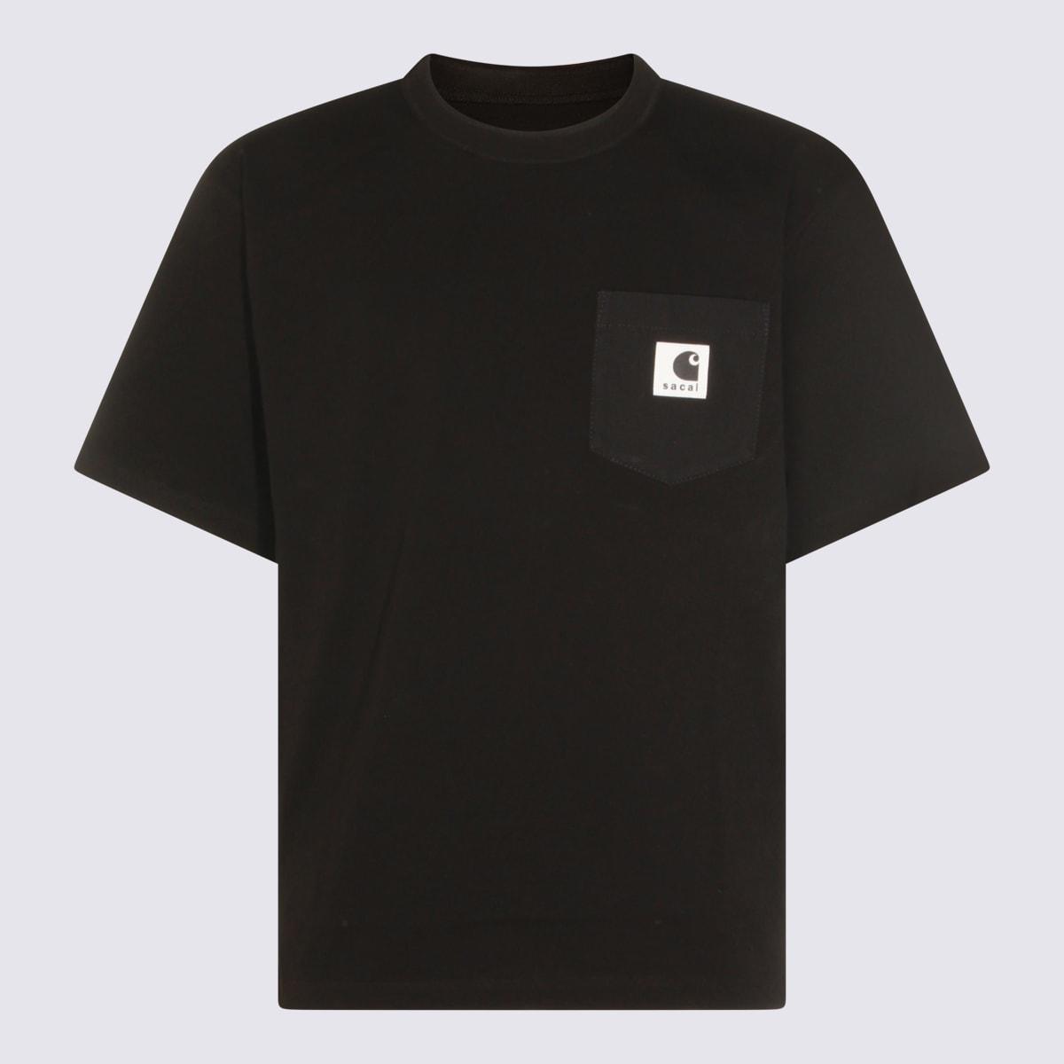 sacai black cotton t-shirt