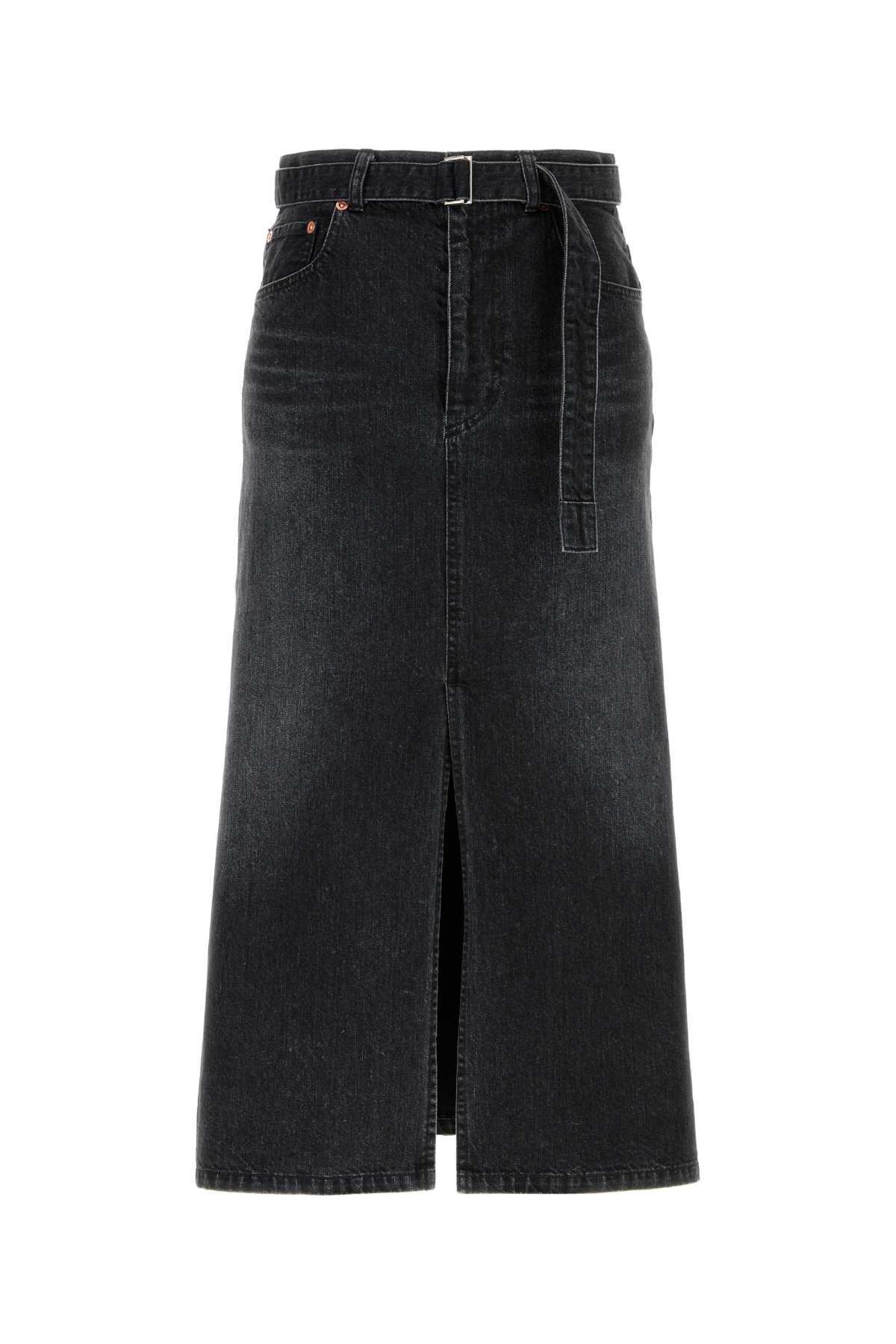 sacai black denim skirt