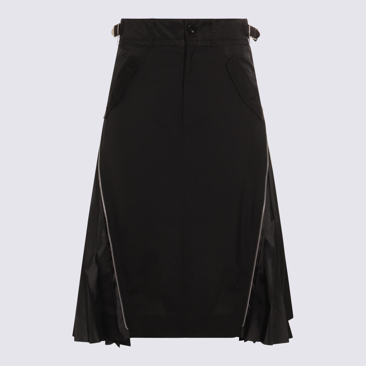 sacai black midi skirt
