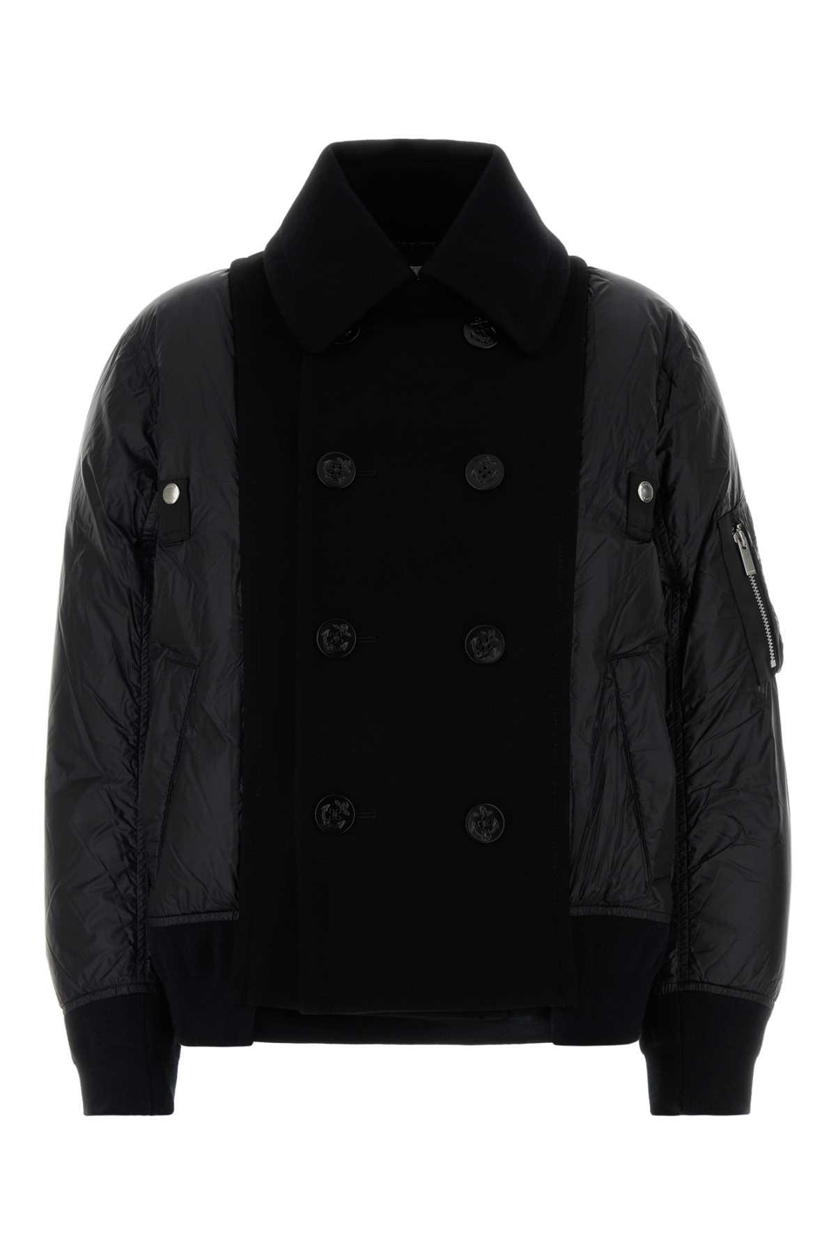 sacai black nylon sown jacket