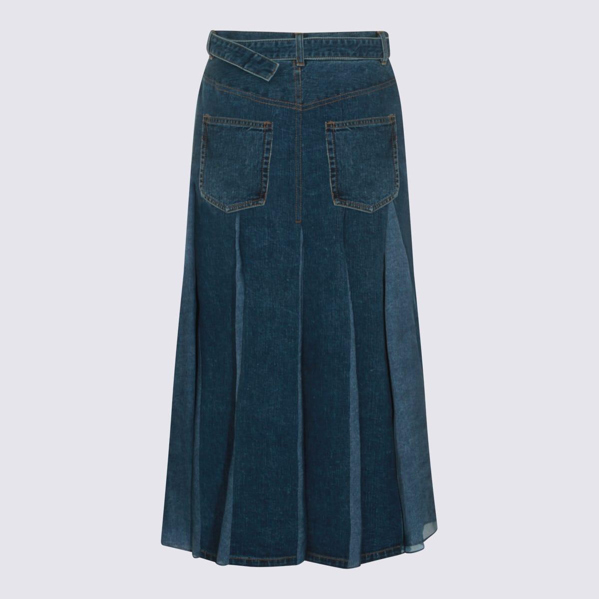 sacai blue cotton skirt