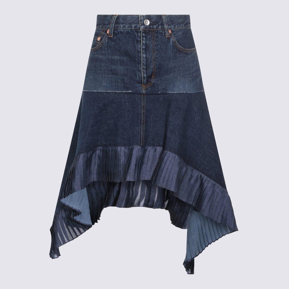 sacai blue cotton skirt