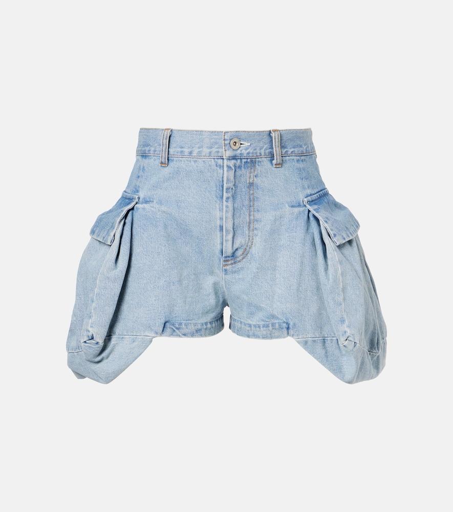 sacai cargo denim shorts