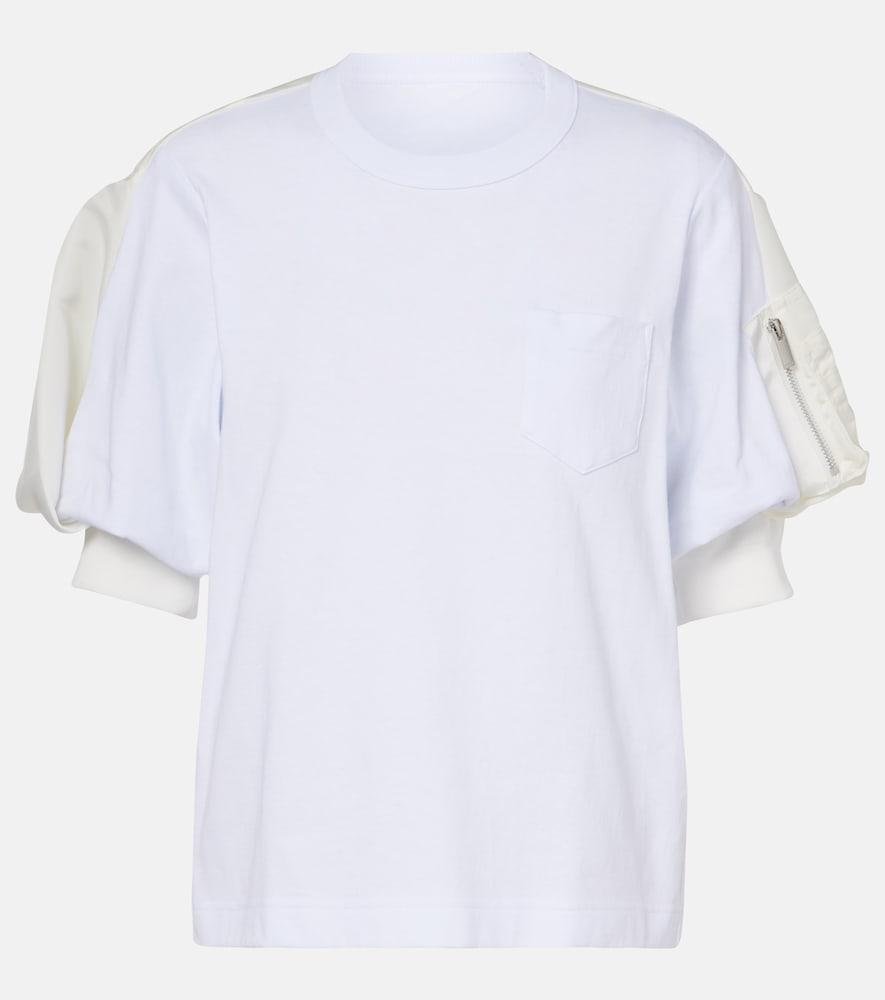 sacai cotton jersey and twill t-shirt