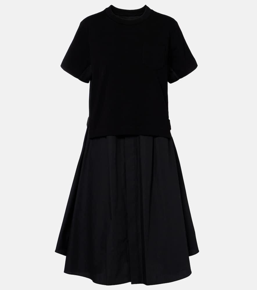 sacai cotton poplin and jersey maxi dress