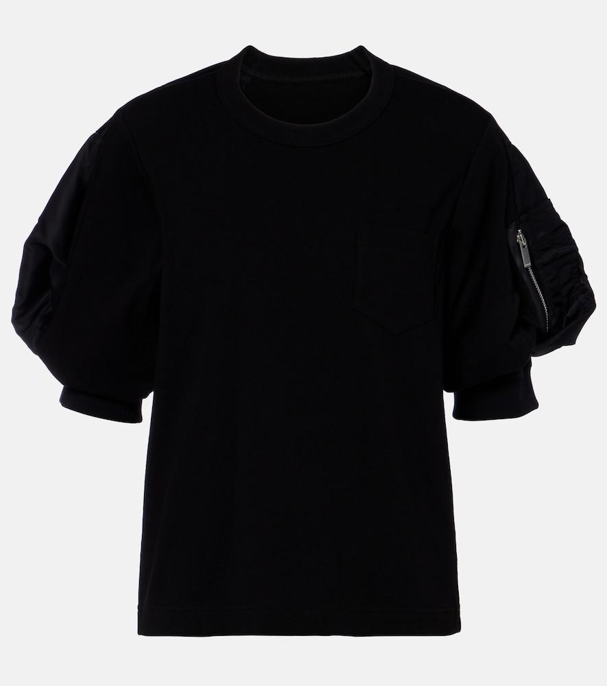 sacai cotton twill and jersey t