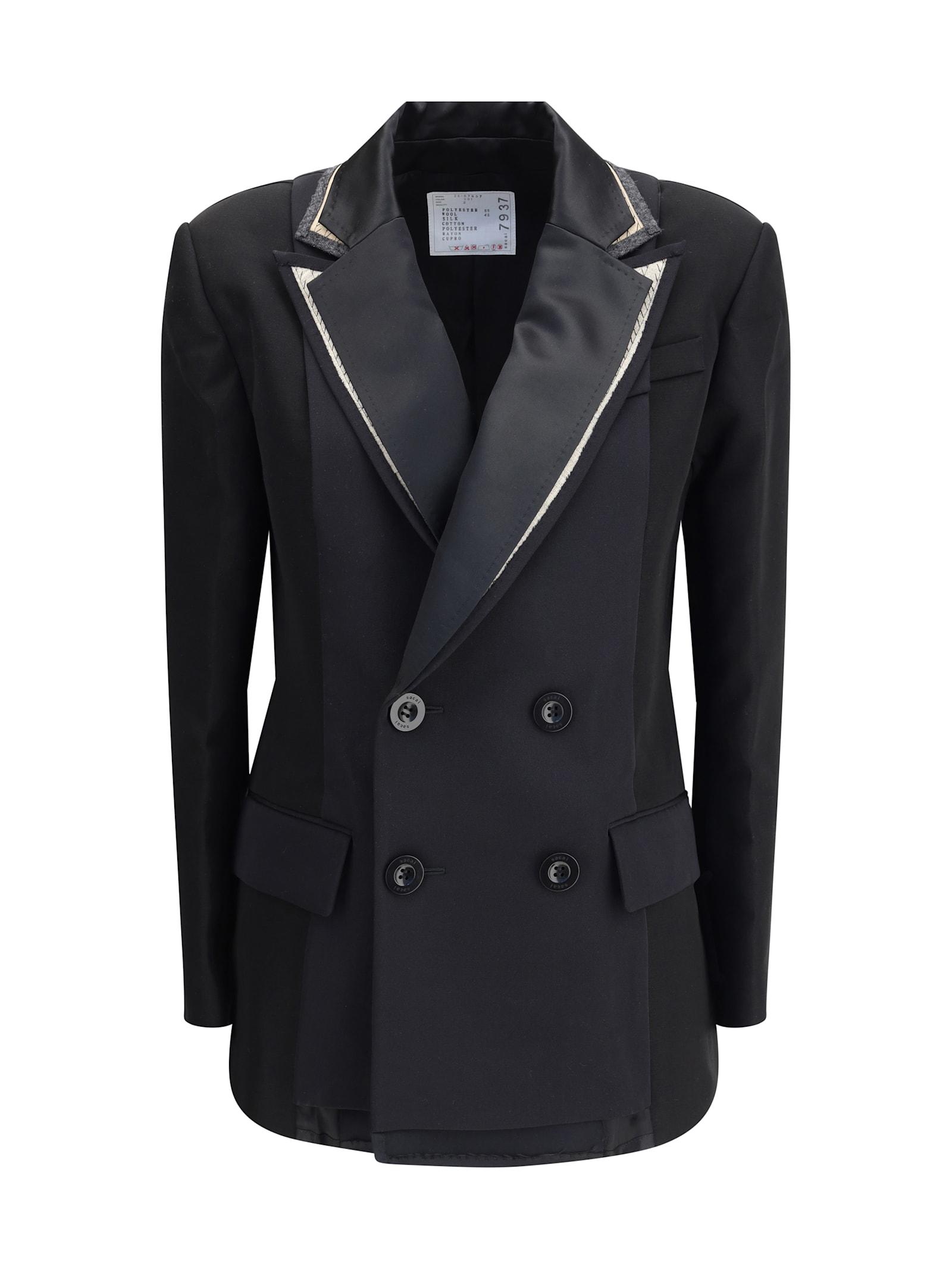 sacai double-breasted blazer with double revers