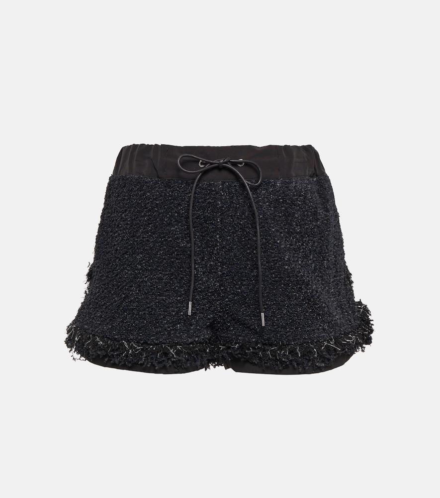 sacai drawstring tweed shorts