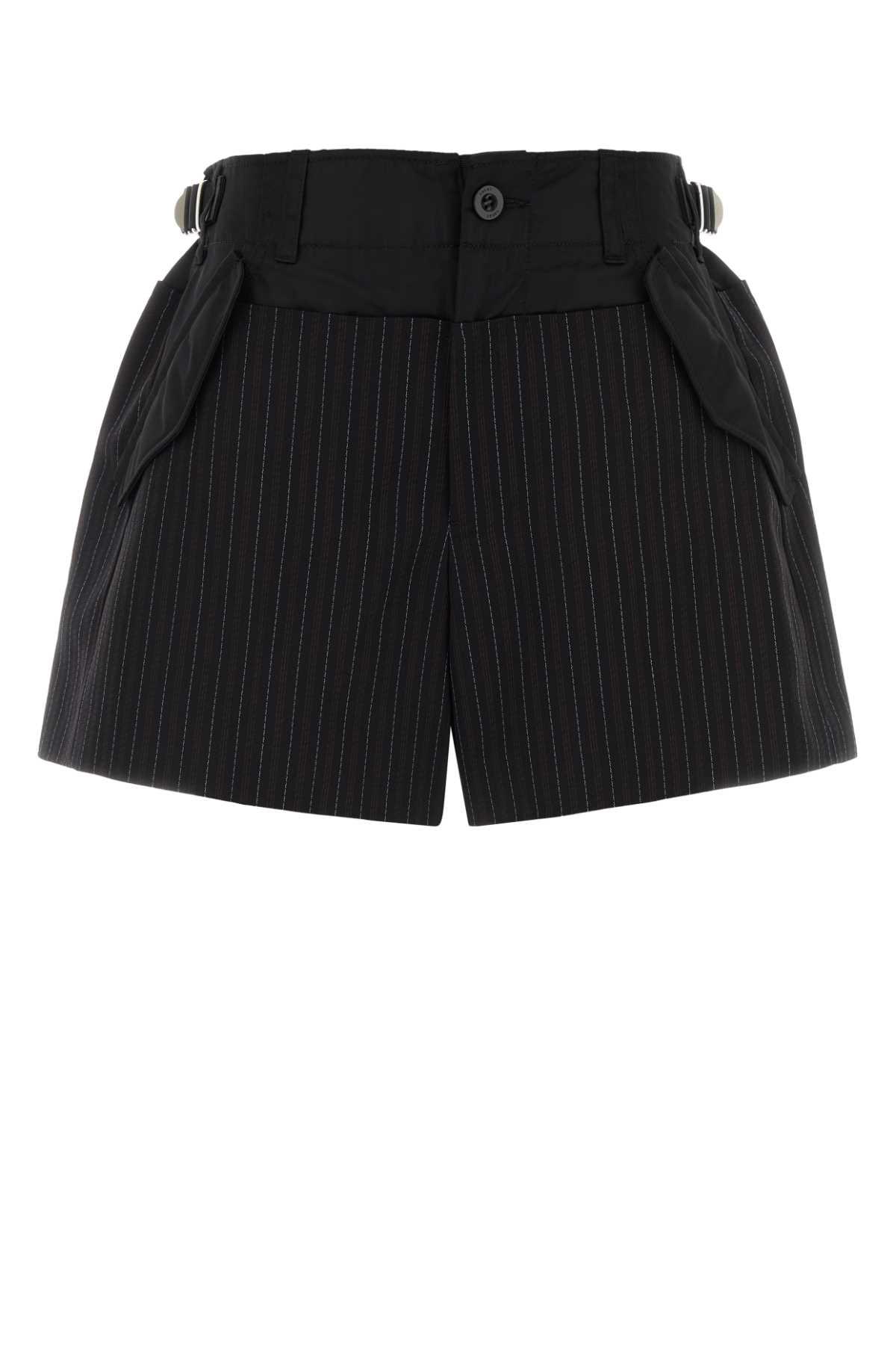 sacai embroidered polyester blend shorts
