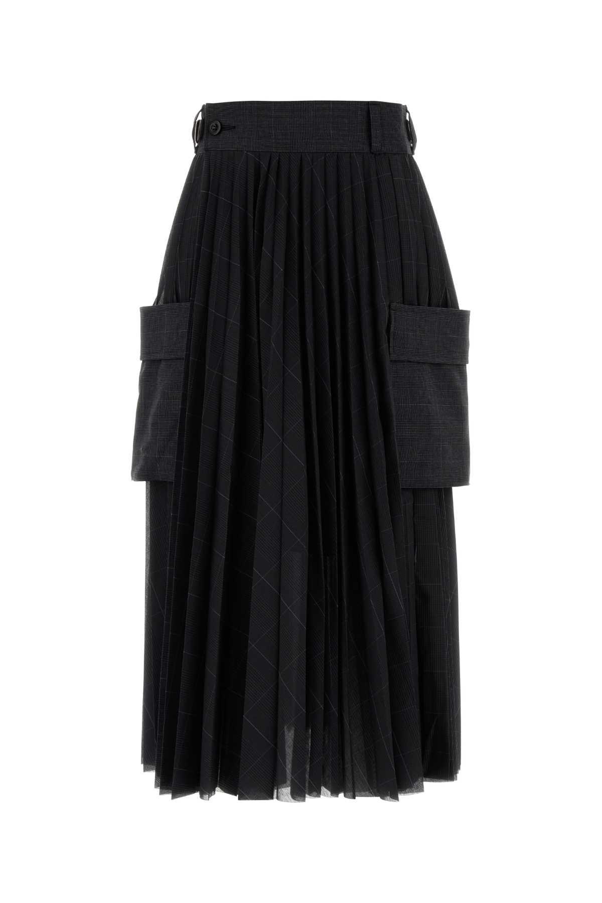 sacai embroidered polyester skirt