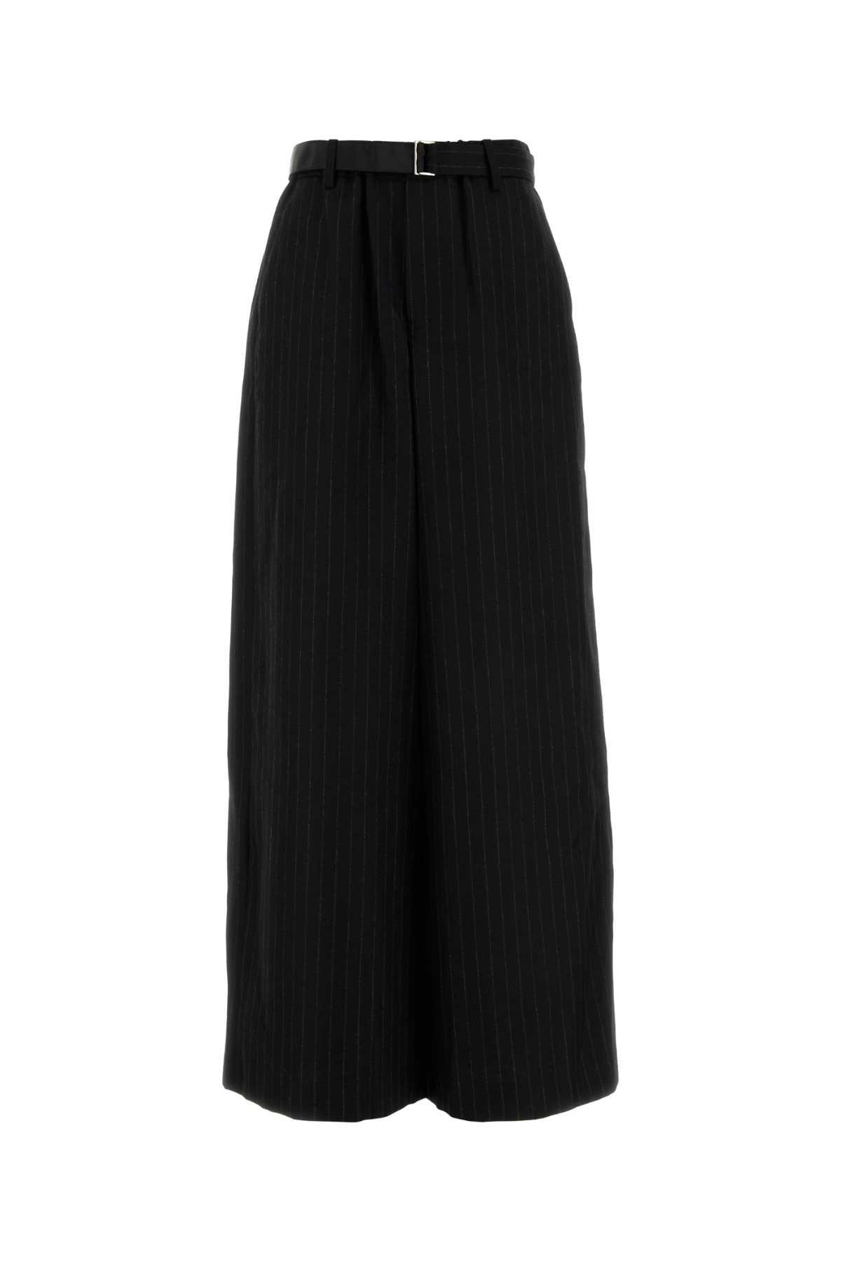 sacai embroidered wool wide-leg pant
