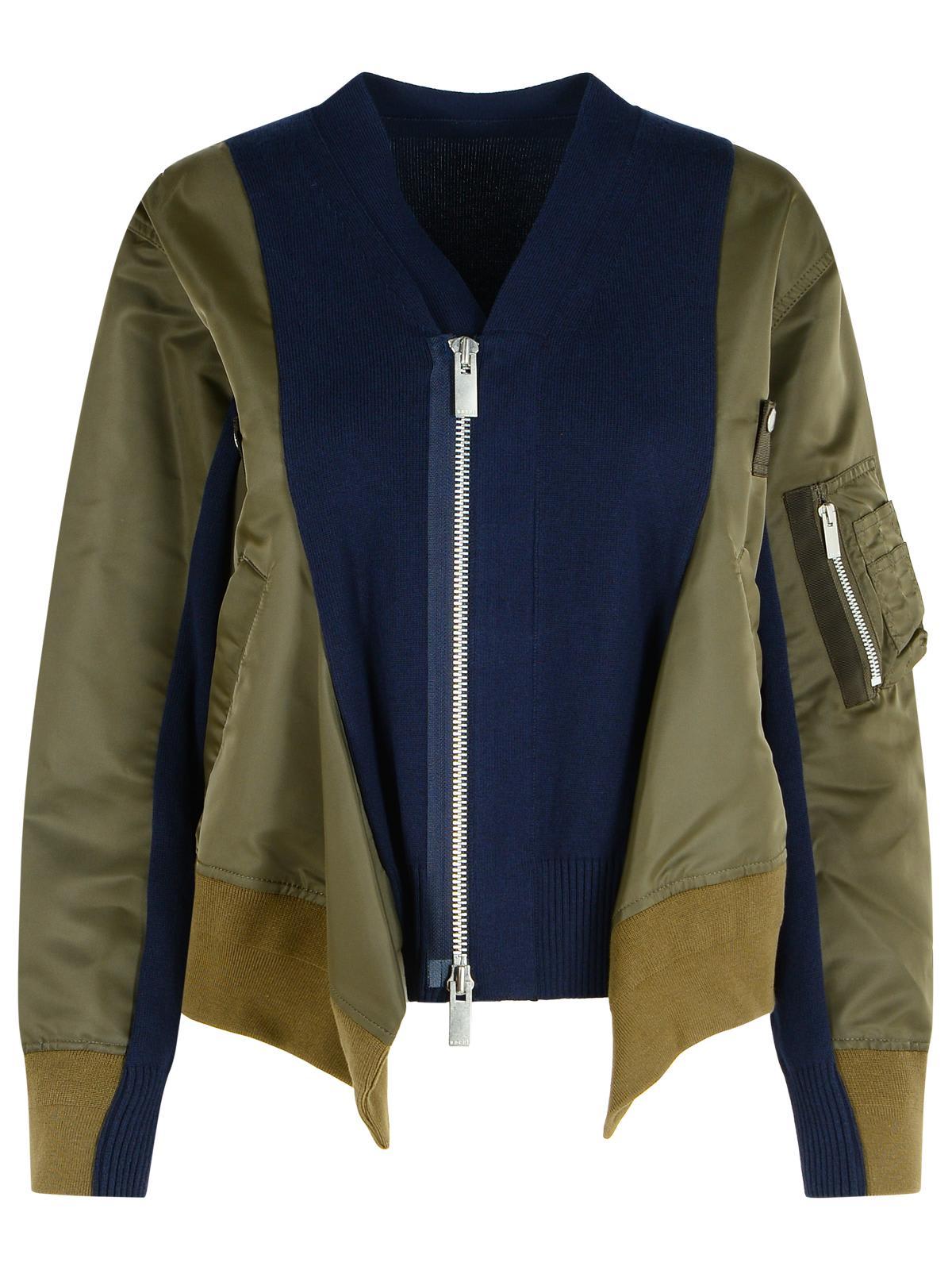 sacai green cotton blend jacket