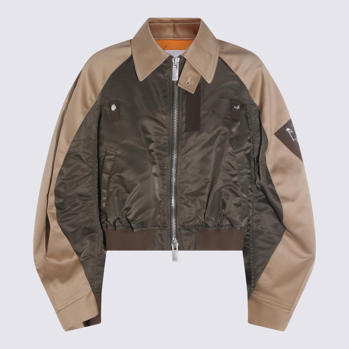 sacai jackets khaki/beige nylon - women