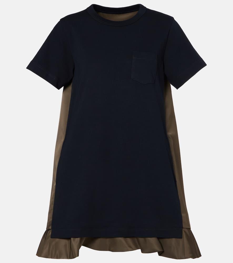 sacai jersey and twill minidress