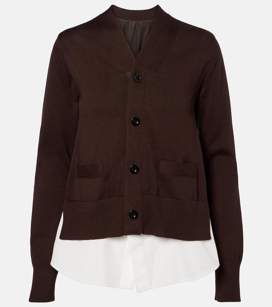 sacai layered cotton cardigan