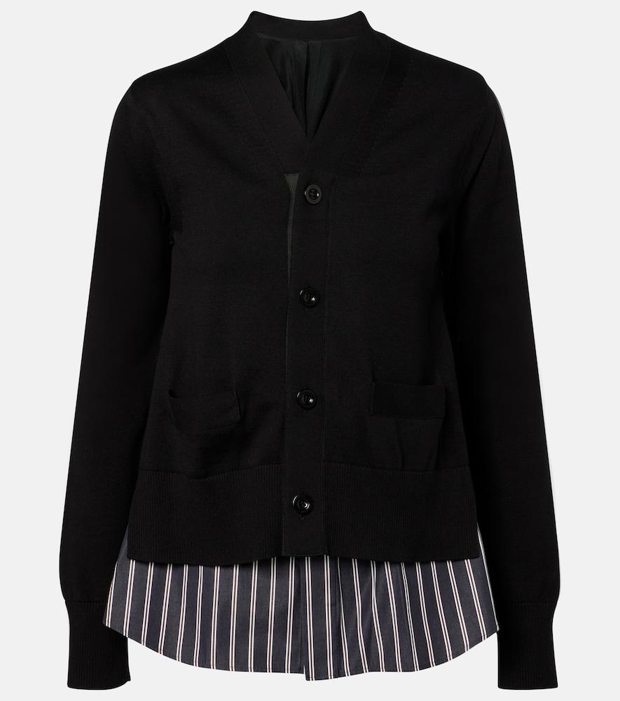 sacai layered cotton cardigan