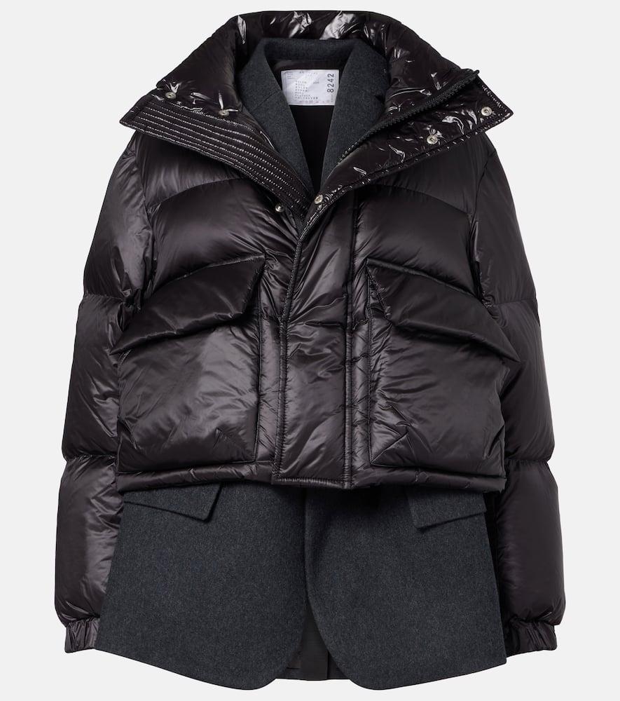 sacai layered wool down jacket