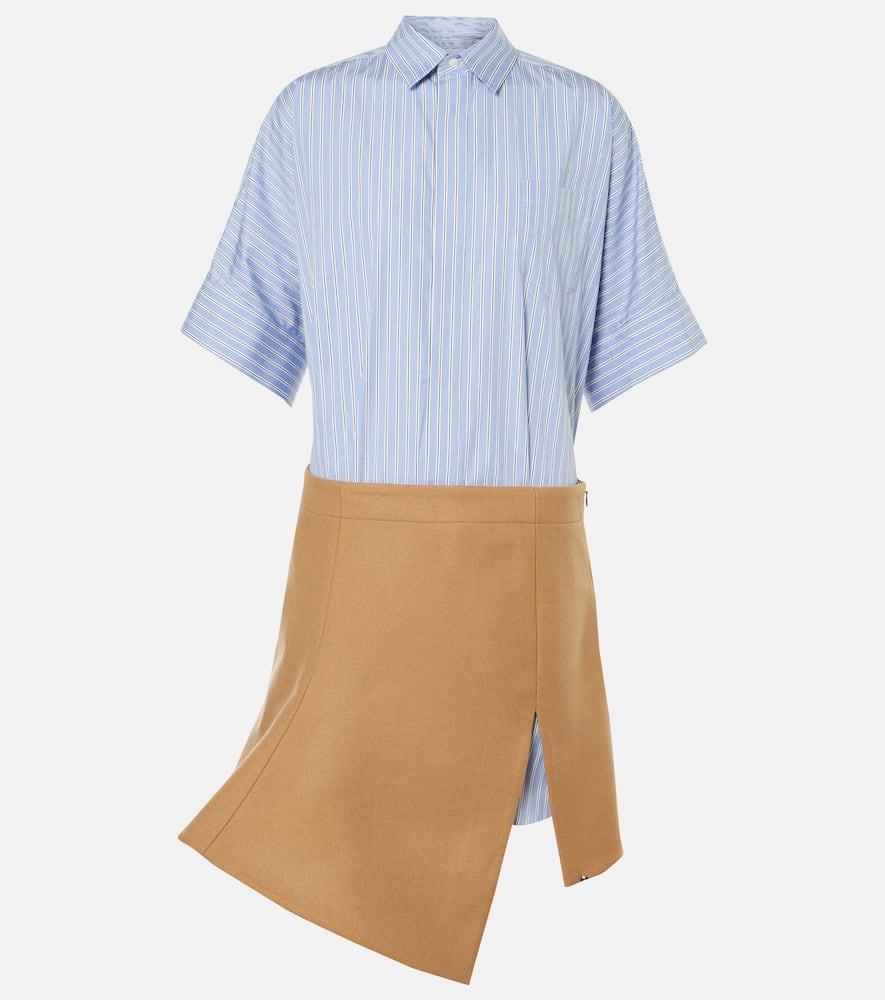 sacai melton cotton poplin and wool minidress