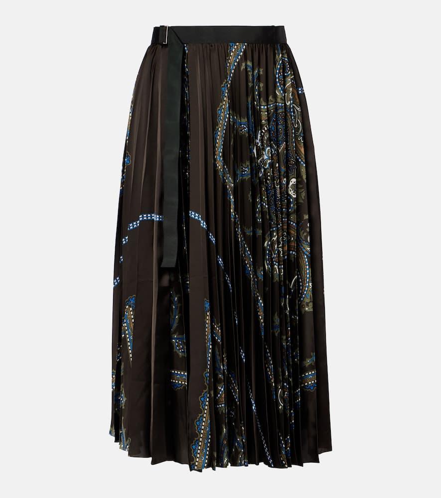 sacai paisley plissé midi skirt