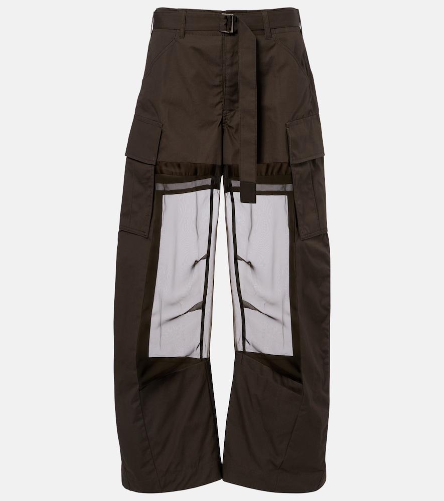 sacai paneled cotton cargo pants