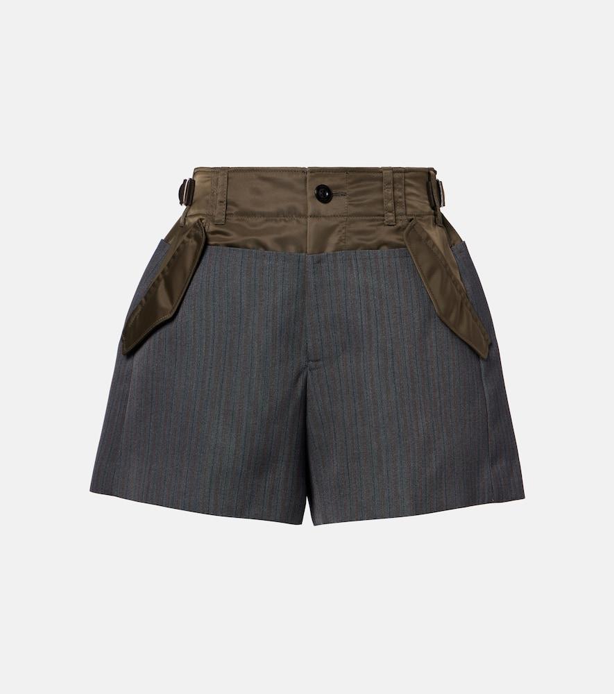 sacai paneled striped shorts