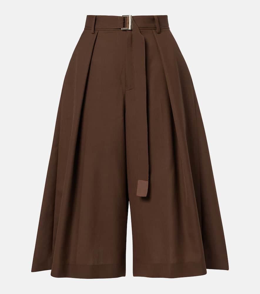sacai pleated belted shorts