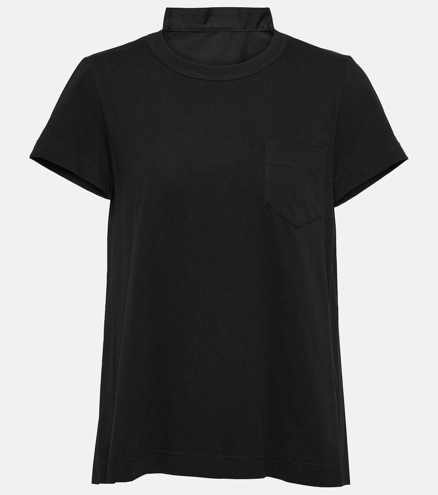 sacai pleated cotton jersey t-shirt