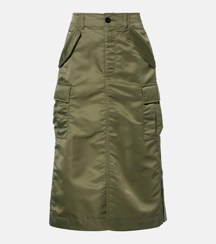 sacai pleated midi skirt