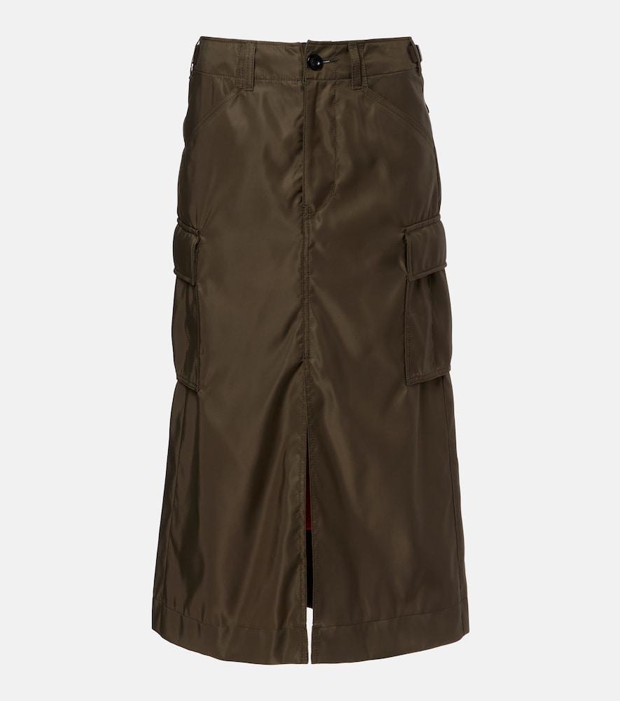 sacai pleated midi skirt