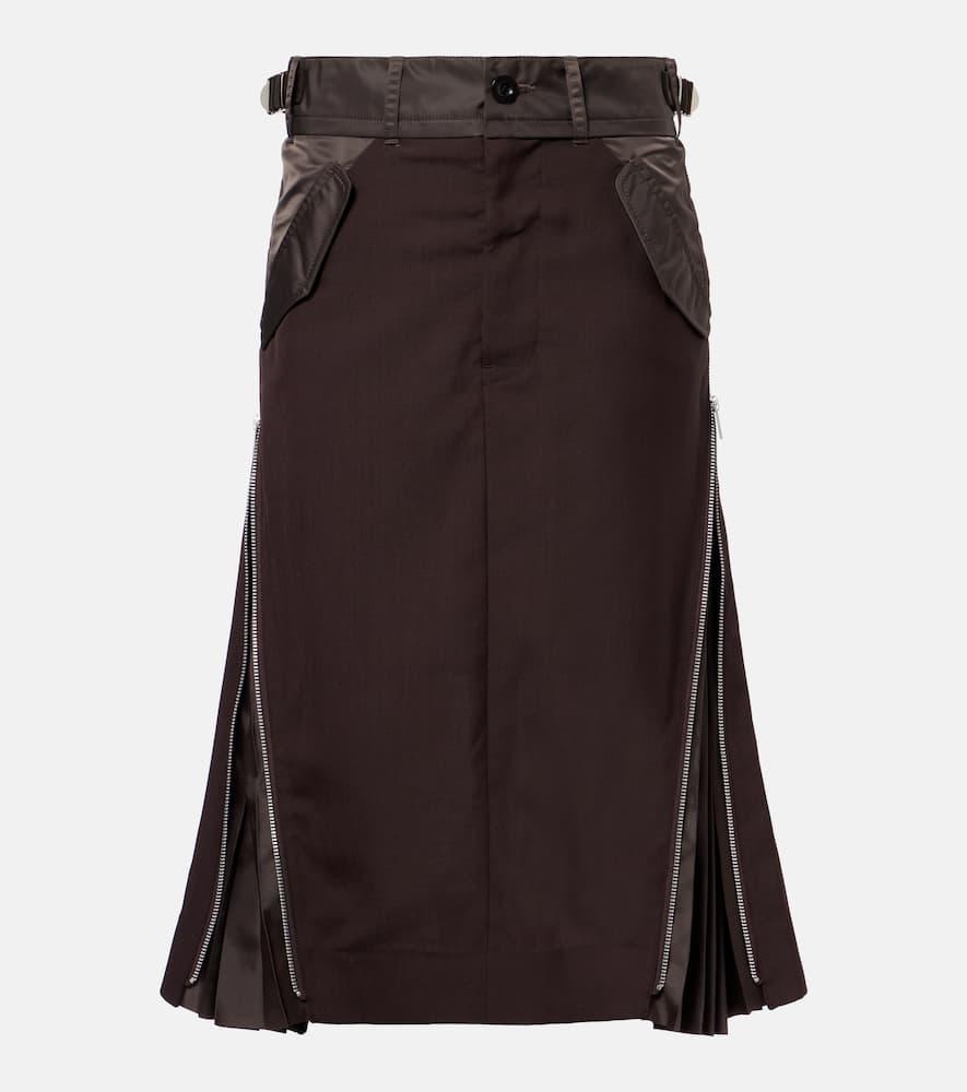 sacai pleated midi skirt