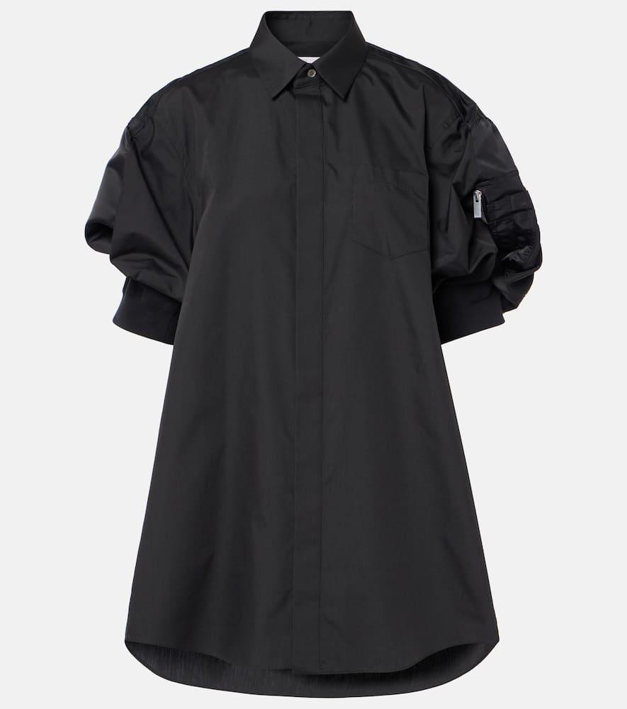 sacai poplin and technical twill shirt dress