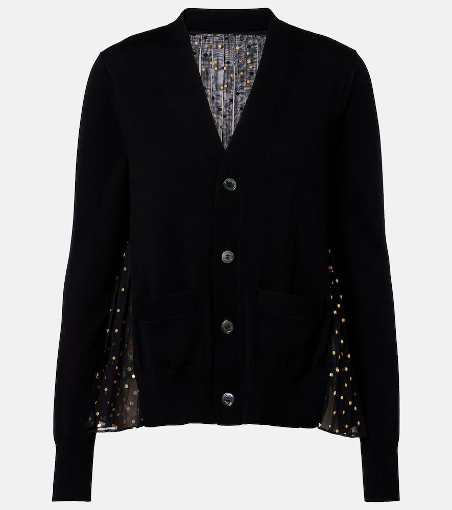 sacai printed cotton cardigan