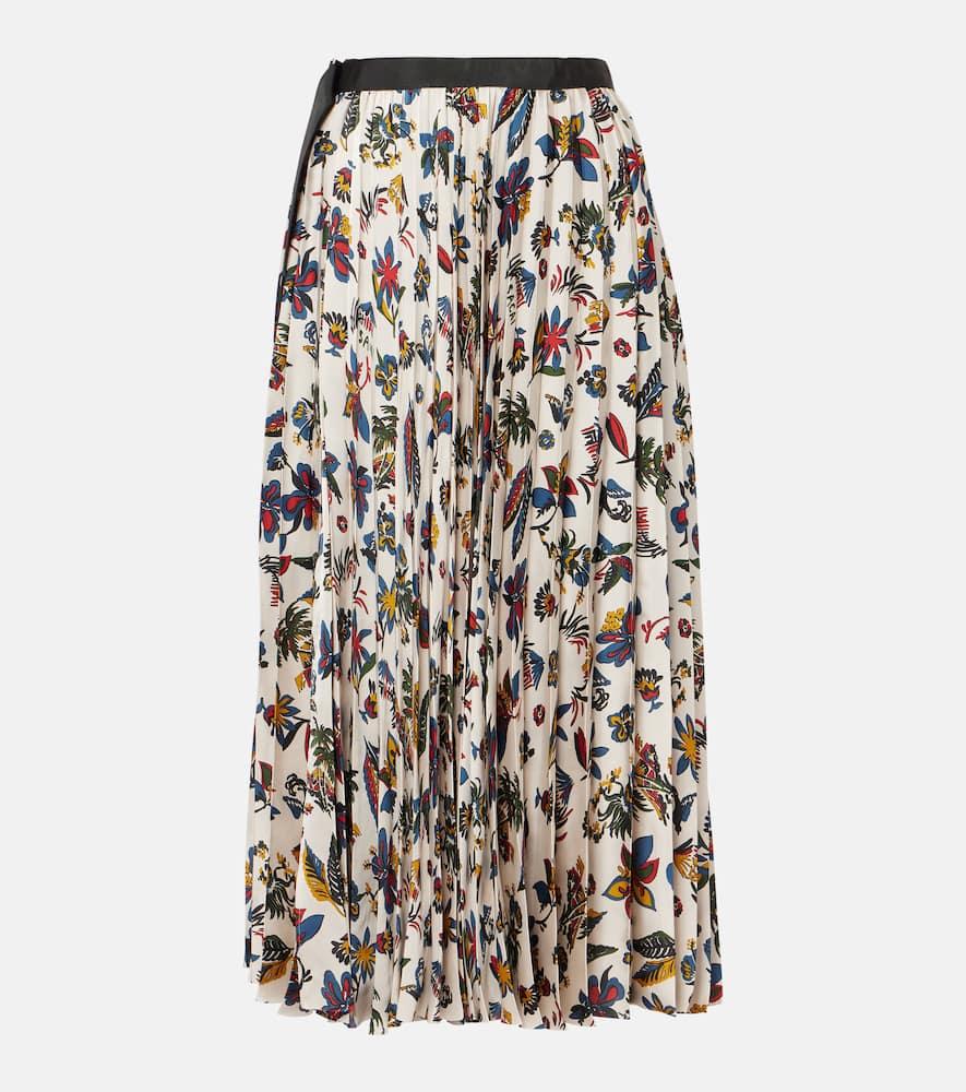 sacai printed pleated midi skirt