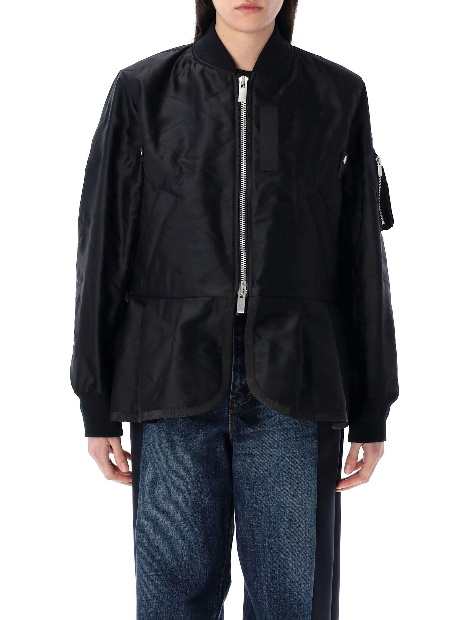 sacai quilted satin blouson