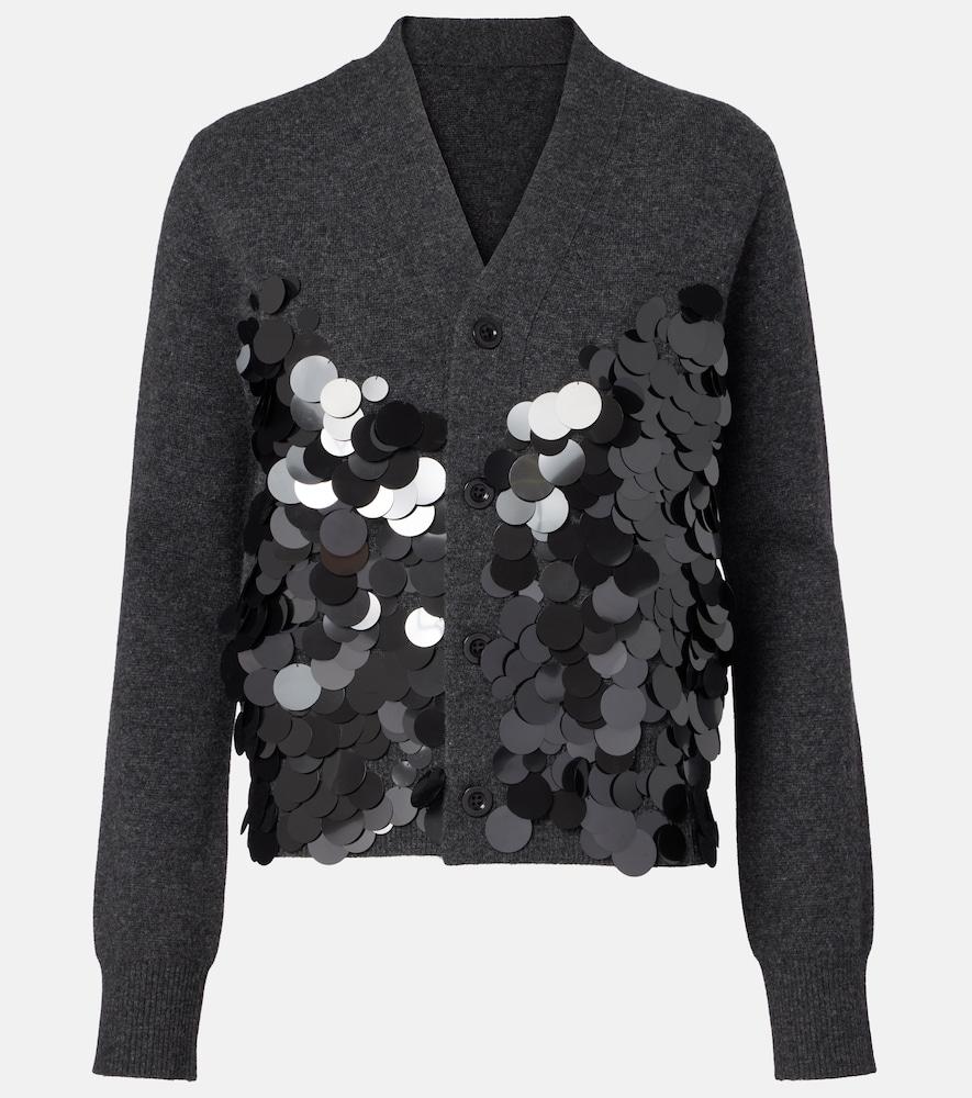 sacai sequined wool cardigan