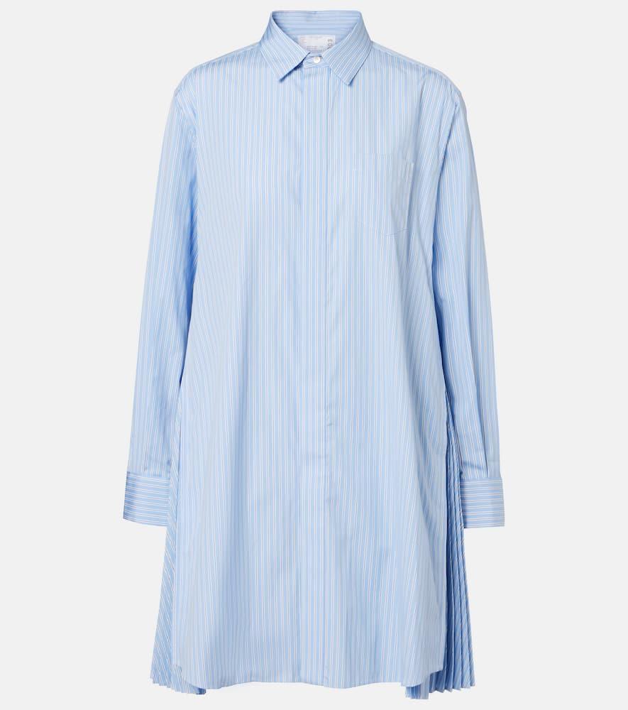sacai striped cotton poplin shirt dress