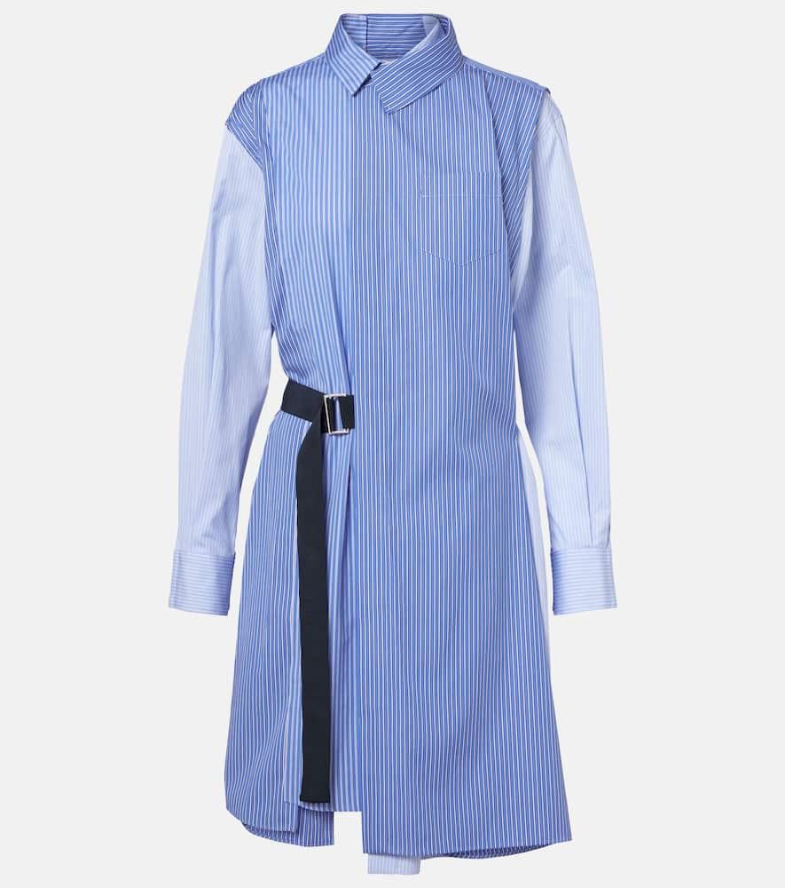 sacai striped cotton poplin shirt dress