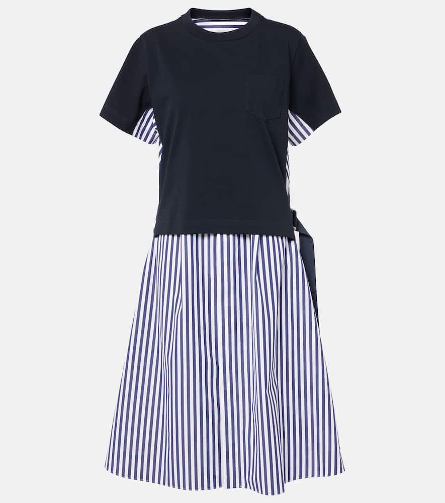 sacai striped cotton shirt dress