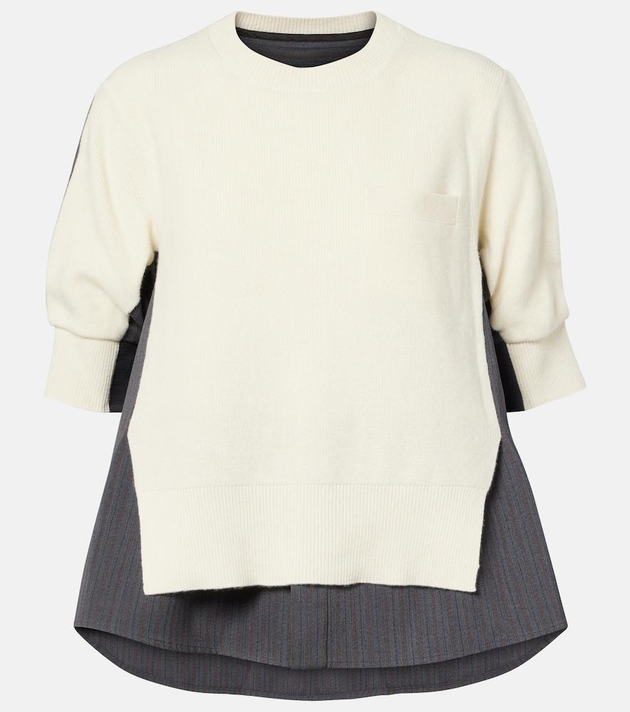 sacai striped layered wool sweater