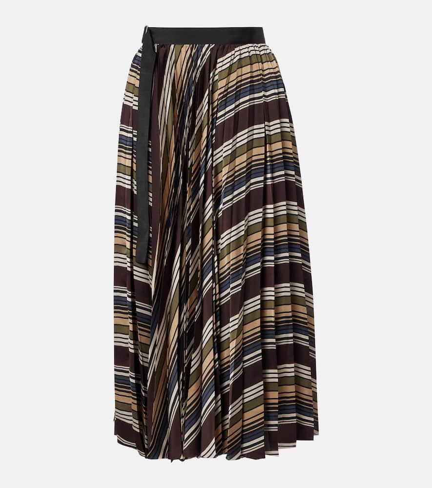 sacai striped midi skirt